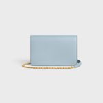 WALLET ON CHAIN MARGO IN SHINY CALFSKIN PALE BLUE - Image 3